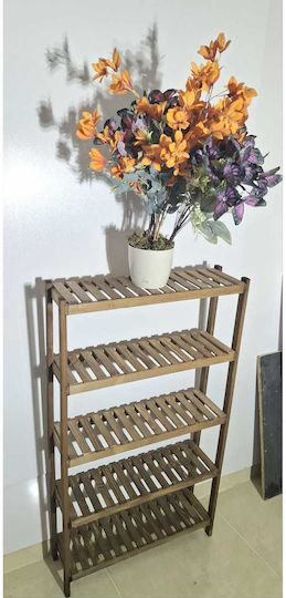 Stewehome Decorative Organizer Wood Classic Style Flowers Shoes Brown