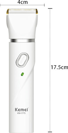 Kemei Professional Rechargeable Titanium Dog Grooming Clipper 6800rpm White