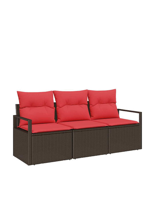 Three-Seater Outdoor Rattan Sofa With Cushions 62x55x85cm