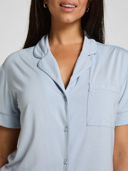 Hunkemöller Summer Women's Pyjama Blouse Blue Jersey Essential