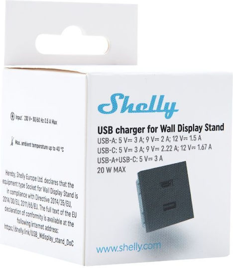 Shelly Încărcător Usb Suport De Perete Negru