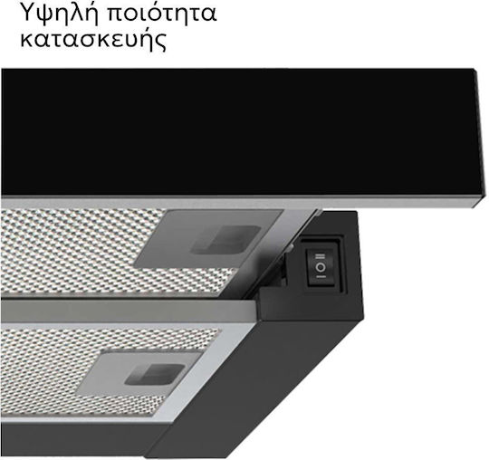 Telemax TH0460 Retractable Recirculation Vent Hood 60cm Black
