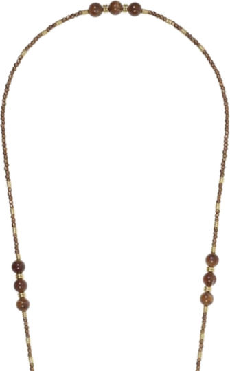 La Coque Francaise Long Chain Iris 120cm Bronze Beads Gold Charms Women's