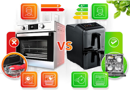 Berdsen Air Fryer with Double Removable Container 11.6lt Black BD-663