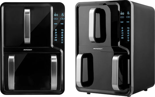 Berdsen Heißluftfritteuse mit Doppeltem Abnehmbaren Behälter 12lt Schwarze BD-664