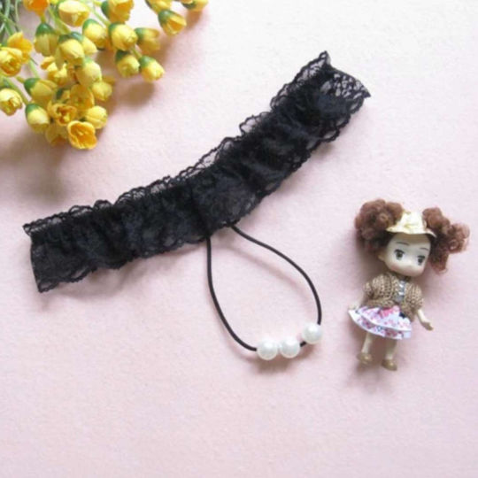 Aph Μαύρο Εσώρουχο Δαντέλα Πέρλες Black Lingerie Lace Pearls 6860