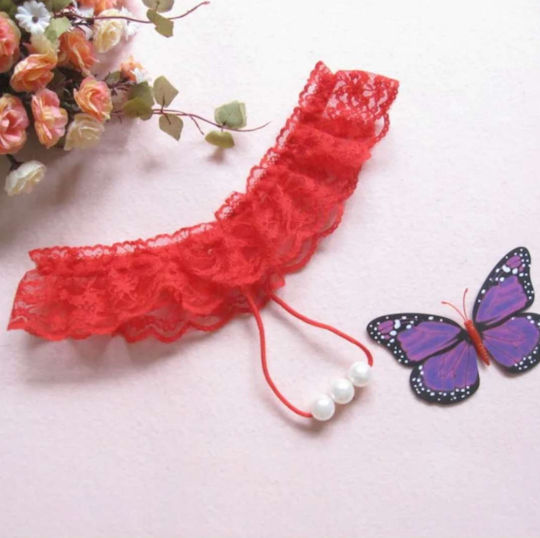 Aph Κόκκινο Εσώρουχο Δαντέλα Πέρλες Red Lingerie Lace Pearls 6860