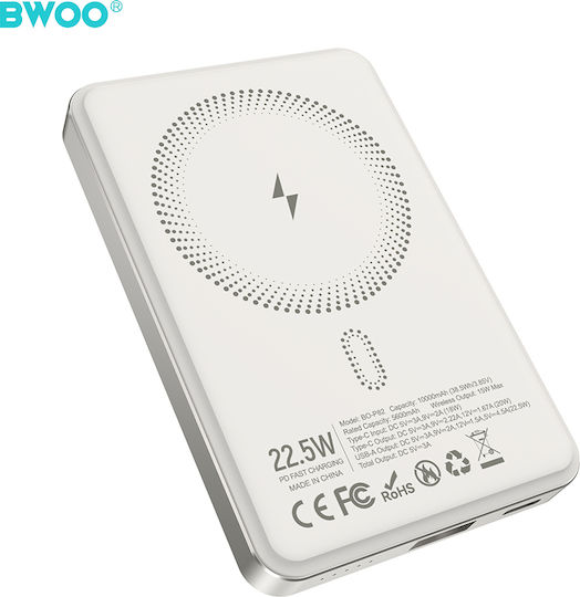 BWOO Power Bank 10000mAh 15W with USB-A Port and USB-C Port Grey