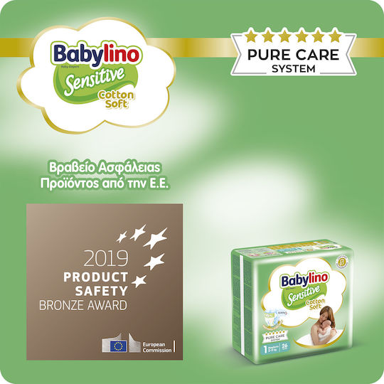 Babylino Klebeband-Windeln Sensitive Cotton Soft Nr. 1 für 2-5kg 68cm