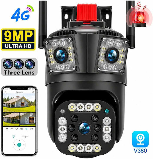 IP Cameră de Supraveghere Triple 4G 9MP Impermeabilă cu Comunicare Bidirecțională