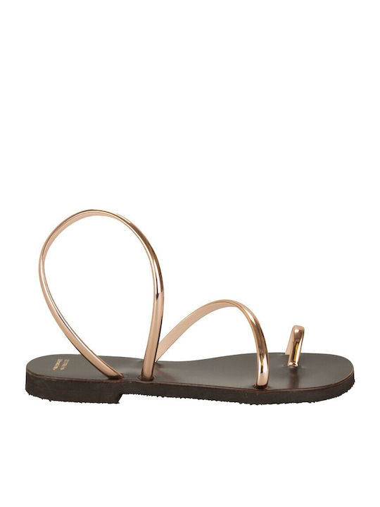 Leather Women's Flat Sandals Bronze