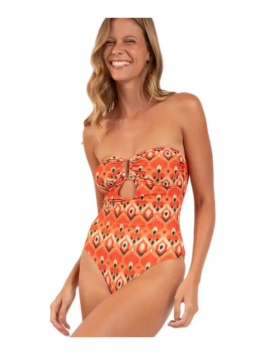 Strapless One Piece Swimsuit Floral Multicolour