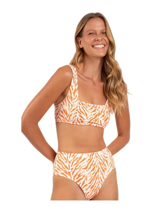 Bikinioberteil Blumen Orange-Beige