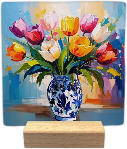 Dekoratives Fliesenstück Natürlicher Stein Tulpenstrauß