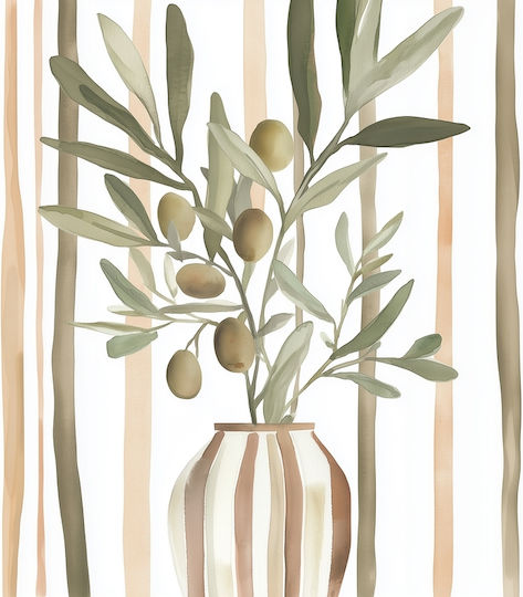 Διακοσμητικό Πλακάκι Φυσική Πέτρα Olive Branch In Vase