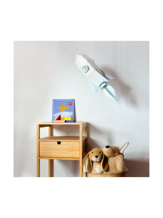 Owl Paperlamps O Singură Lumină Lampă Suspendată Pentru Copii Din Hârtie Cu Soclu E27 Albastră 40x22cm