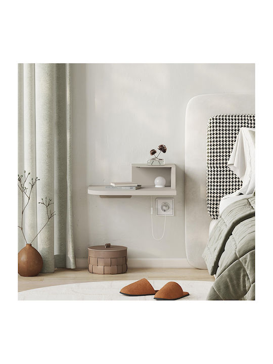 Luno Wooden Bedside Table with Metal Legs Ecru 40x30x16.2cm
