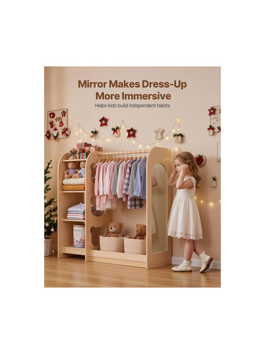 Vevor Kids Multi Hook Wooden Beige with Shelf