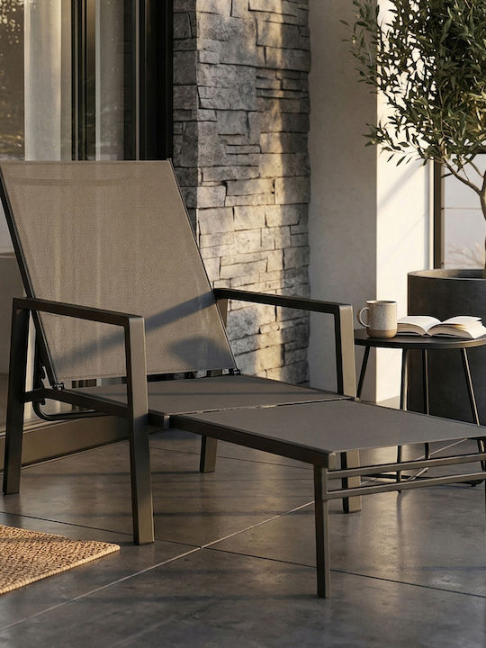 Double Metallic Black Garden & Pool Deckchair 63x185x55cm