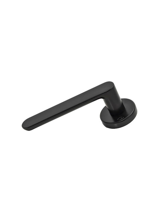 Convex Front Door Lever With Rosette 1905 Pair With Mouthpiece Matte Black
