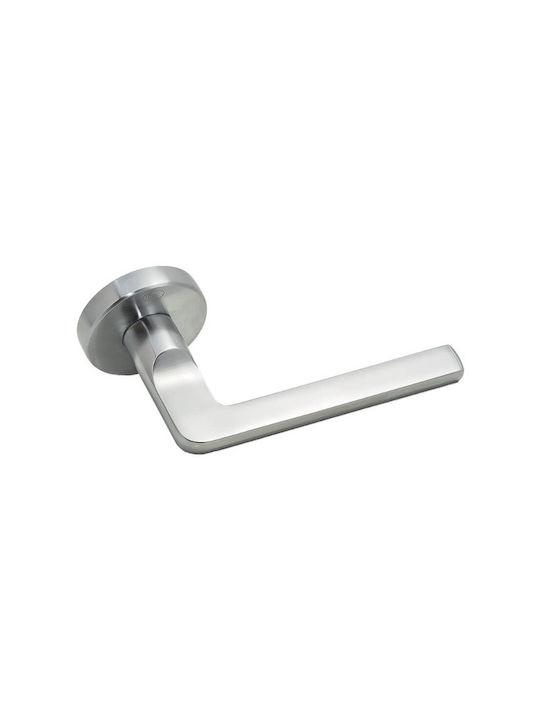 Convex Front Door Lever With Rosette 2325 Pair With Mouthpiece Matt Chrome