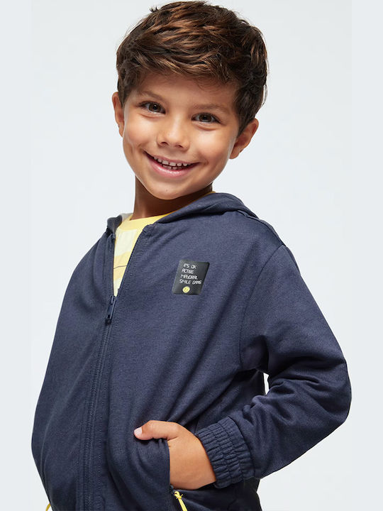 Kids Cardigan Cotton with Hood Dark Blue