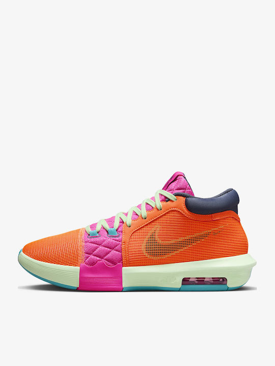 LeBron Witness VIII High Basketball Shoes Total Orange / Laser Fuchsia / Vapor Green / Thunder Blue