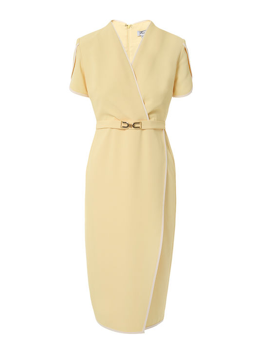Summer Midi Wrap Dress Yellow