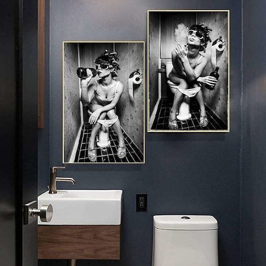 Leinwand Wandposter Ohne Rahmen 2x 50x70cm Schwarz Weiß Frau