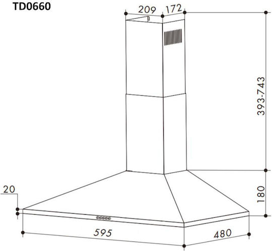 Telemax Chimney Vent Hood 60cm Inox TD0660