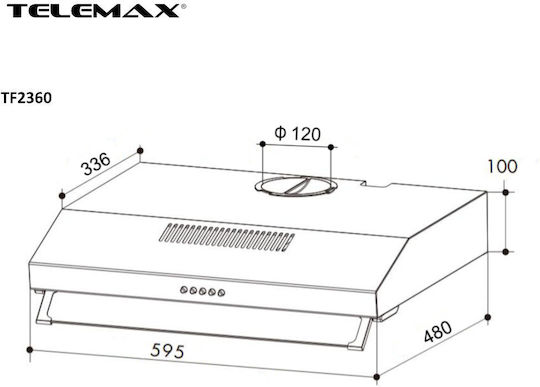 Telemax TF2360 Freistehende Abzugshaube 60cm Schwarze