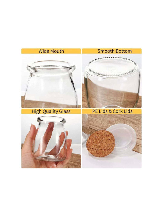 SteweHome Set of 3 General Use Glass Orange Jars with Cork 150ml