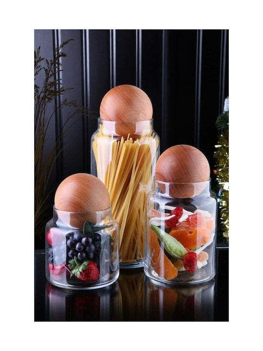 SteweHome Set of 3 General Use Glass Orange Jars with Lid
