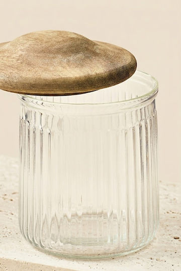 SteweHome Jar for Tea Coffee Sugar with Lid Glass Transparent 950ml