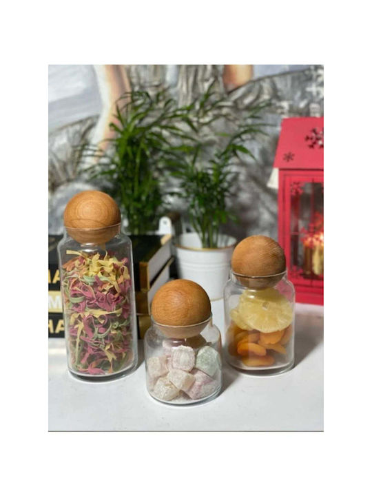 SteweHome Set of 3 General Use Glass Orange Jars with Lid