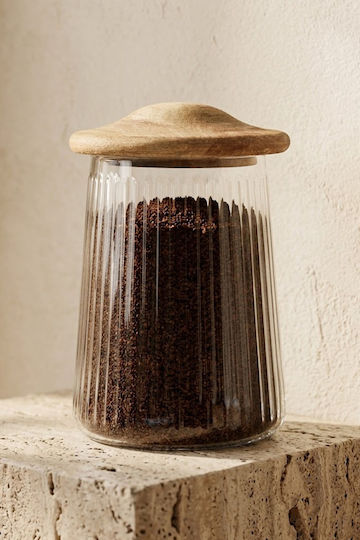 SteweHome Jar for Tea Coffee Sugar with Lid Glass Transparent 950ml