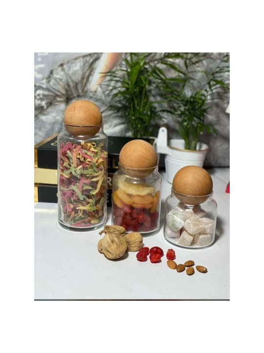 SteweHome Set of 3 General Use Glass Orange Jars with Lid