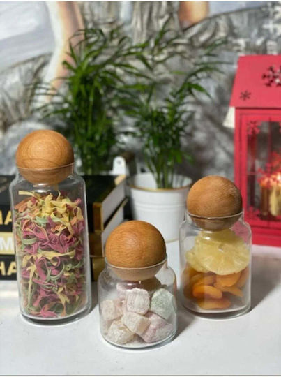 SteweHome Set of 3 General Use Glass Orange Jars with Lid