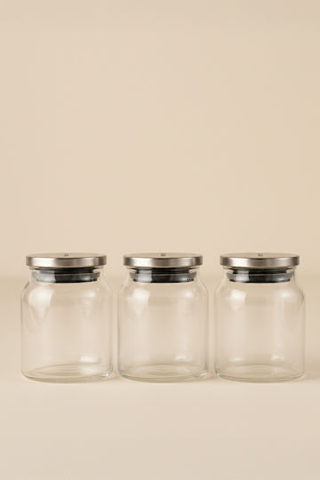 SteweHome Set of 3 Coffee Jars with Metallic Transparent Lid 650ml