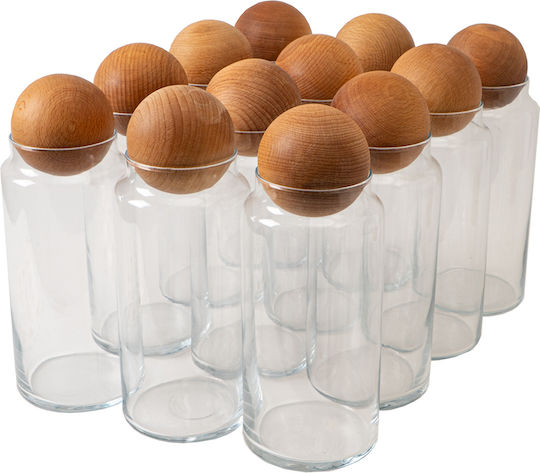 SteweHome Set of 12 General Use Glass Brown Jars with Cork 1300ml