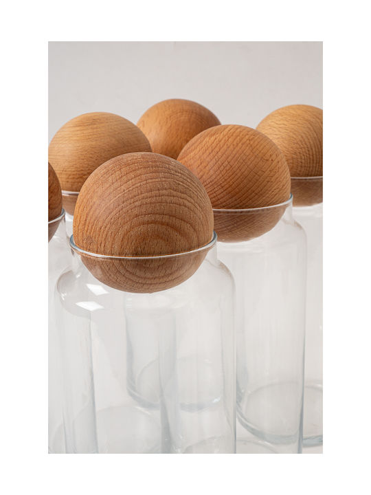 SteweHome Set of 12 General Use Glass Brown Jars with Cork 1300ml