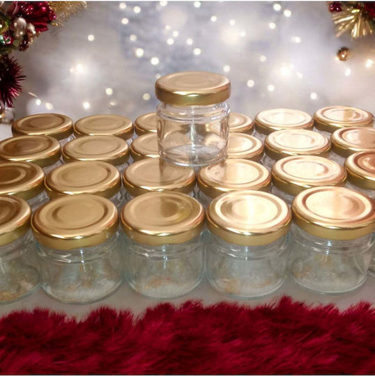SteweHome Set of 25 General Use Glass Jars with Orange Lid 4.3x4.3cm