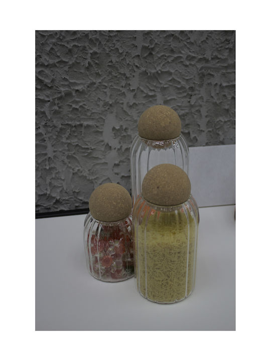 SteweHome Set of 3 General Use Glass Jars with Cork 1000ml