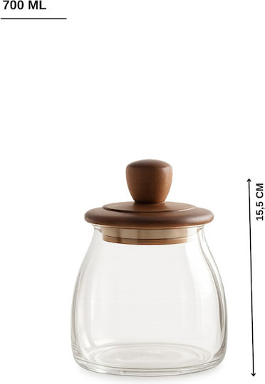 SteweHome Set of 3 Coffee Tea Jars with Wooden Transparent Lid 500ml