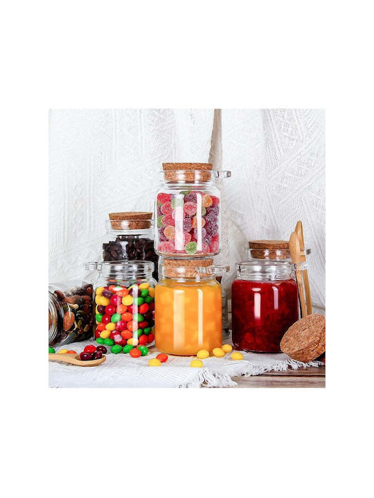 SteweHome Set of 4 General Use Glass White Jars with Cork 250ml