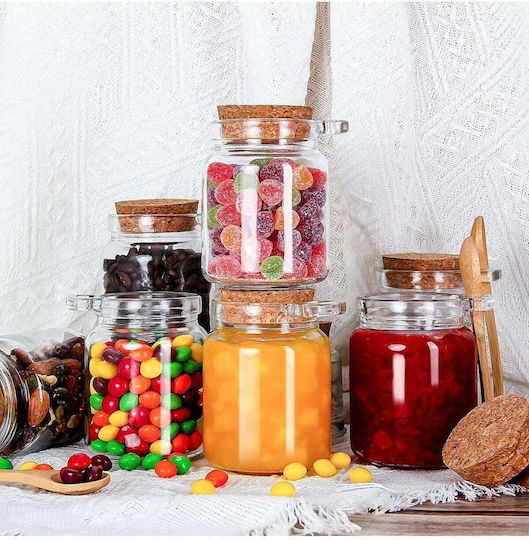 SteweHome Set of 4 General Use Glass White Jars with Cork 250ml