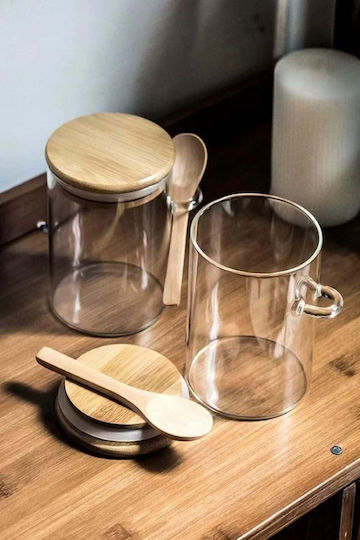 SteweHome Set of 2 Pieces Glass Orange Jars for Coffee Sugar Tea with Airtight Lid 550ml