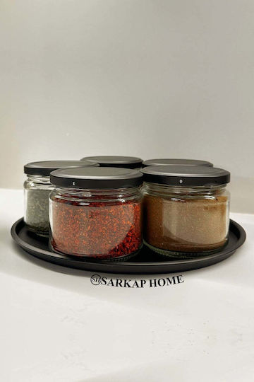 SteweHome Set of 5 General Use Food Jars with Airtight Lid Metallic Black 8.2x8.2x8.2cm