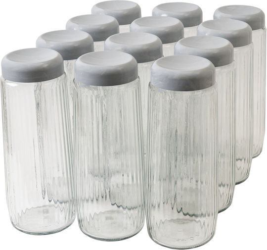 SteweHome Set of 12 General Use Jars with Airtight Lid Glass 1500ml