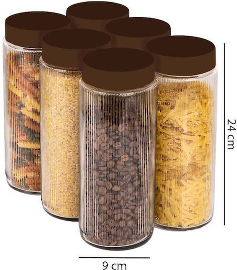SteweHome Set of 6 General Use Glass Orange Jars with Lid 1500ml